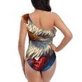 thumbnail image 5 of Rateoe Surreal Bald Eagle Gentleman Pattern Women One Piece Swimsuits Tummy Control One Shoulder Bathing Suits Ruffle Swimwear-Large, 5 of 6