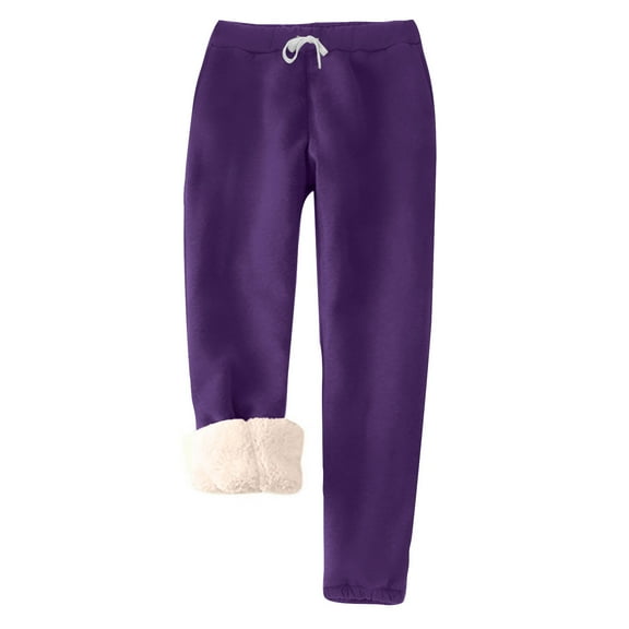 Puntoco Pants for women Women's Fleece Pants Track Athletic Running Yoga Velour Pants Jogger Comfy Pajama Lounge Sweatpants Purple 10(XL)