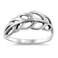 thumbnail image 1 of Filigree Feather Leaf Nature Casual Ring .925 Sterling Silver Band Jewelry Female Male Unisex Size 4, 1 of 4