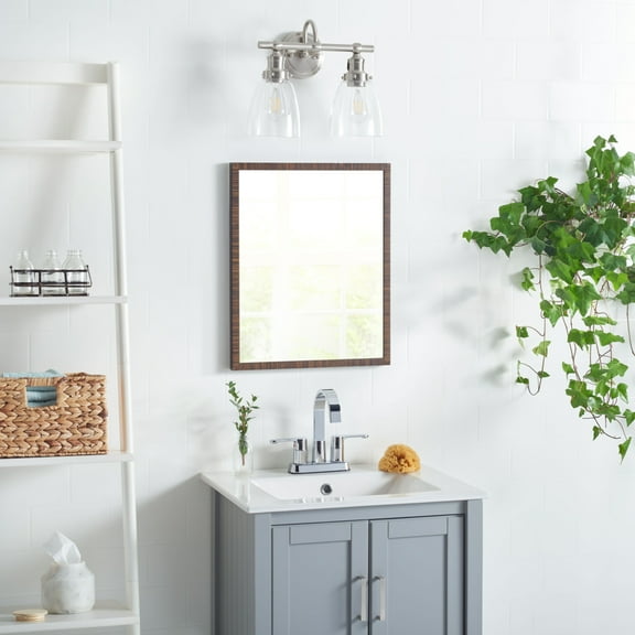 Safavieh Layton Two Light Bathroom Sconce, Brush Nickel/Clear