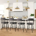 thumbnail image 2 of Costway 27" Swivel Bar Stool Set of 4 with Curved Back & Arms & Metal Legs & Footrest Gray, 2 of 9