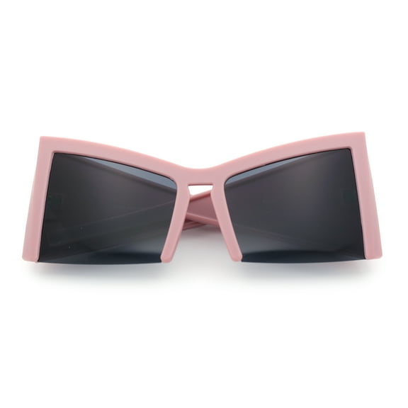 Womens Oversized Triangular 80s Vibe Thick Temple XL Cat Eye Sunglasses Pink - Black