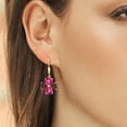 thumbnail image 3 of Gem Stone King 18K Yellow Gold Plated Silver Red Garnet and Pink Created Sapphire Dangle Earrings for Women (7.22 Cttw, Gemstone January Birthstone, Heart Shape 6MM), 3 of 3
