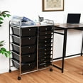 thumbnail image 2 of KOTEK 15-Drawer Rolling Storage Cart, Multipurpose Mobile Utility Cart with 4 Wheels, Home Office School Tools Scrapbook Paper Organizer (Black), 2 of 16