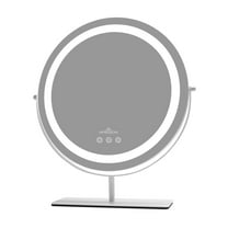 Impressions Vanity Aura Tri-Tone Round Makeup Mirror with Lights and Standing Base (White)
