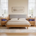 thumbnail image 3 of S-HOME Bedside Table with Gun Drawer and Charging Station, 2 Drawers and Open Shelf, Functional Nightstand for Bedroom, 3 of 12