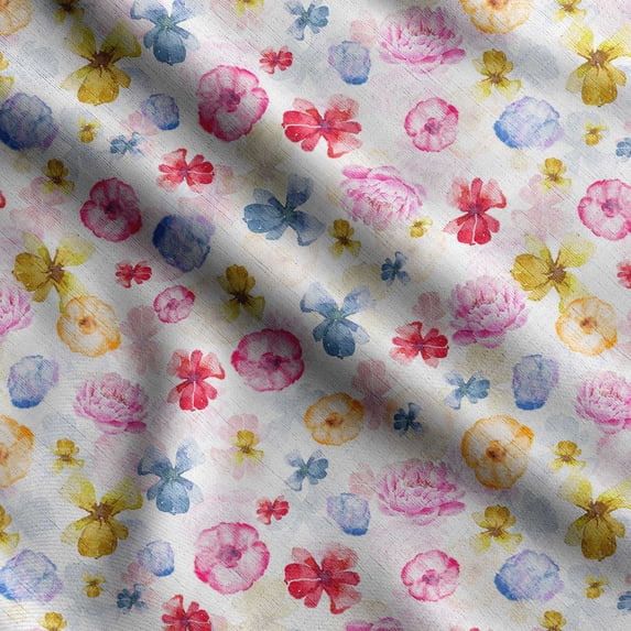 Soimoi Floral Print,Cotton Poplin, Sewing Fabric Sold by The Yard 42 Inch Wide,Sewing Craft Quilting/Quilt Making Fabric, White