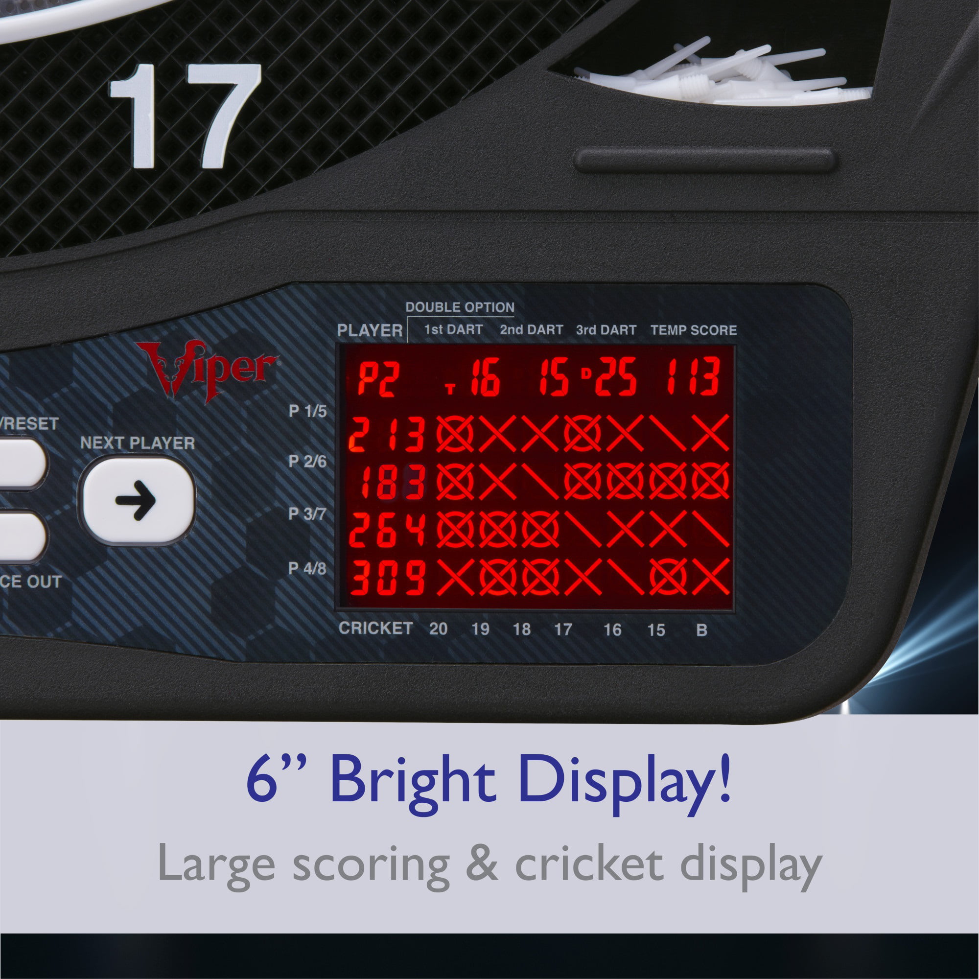 Viper Ion Illuminated Electronic Dartboard 15.5" Regulation Target 