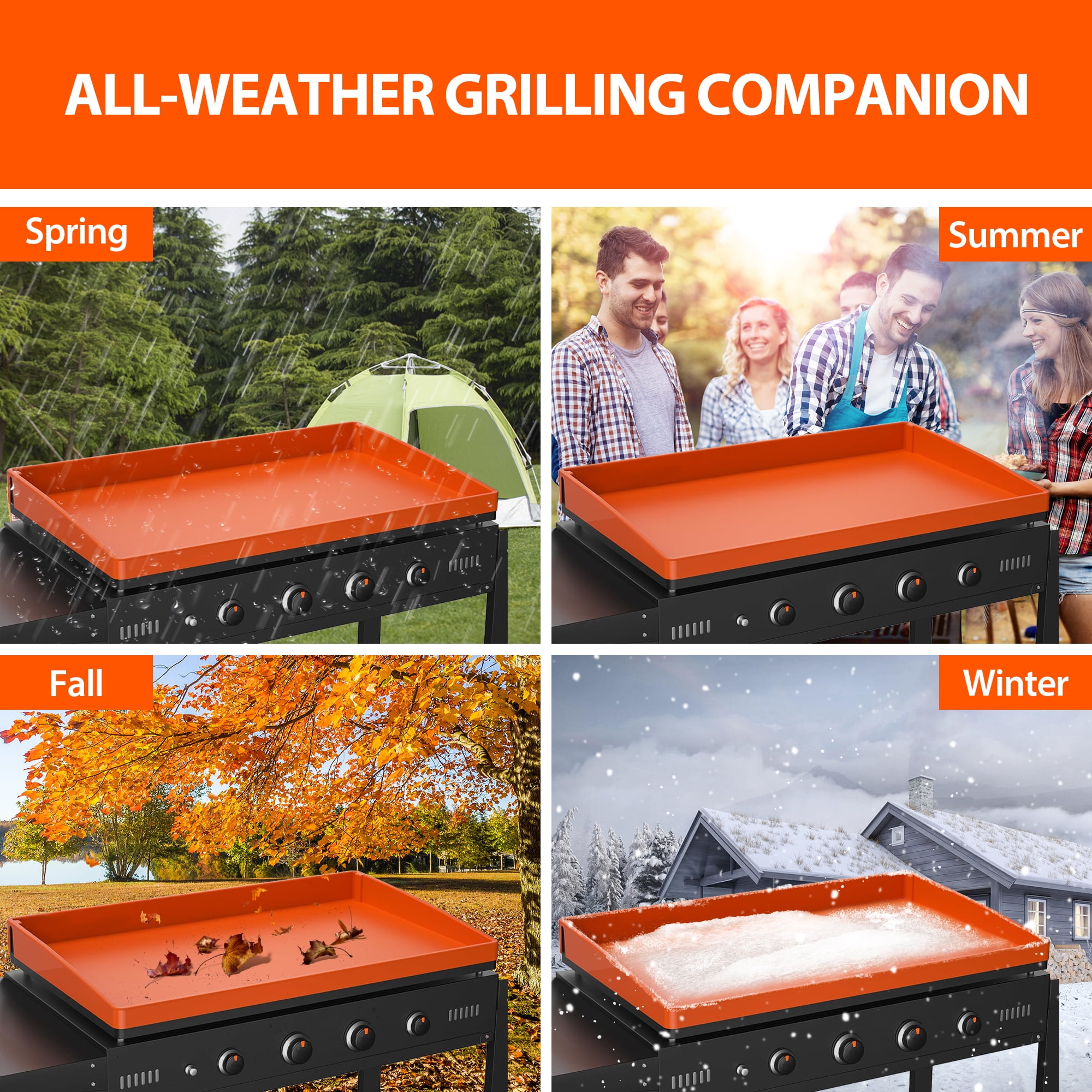 22" Silicone Griddle Mat for Blackstone, Full-Edge Protective, Food-Grade Silicone Griddle Cover, Blackstone Griddle Accessories, Orange