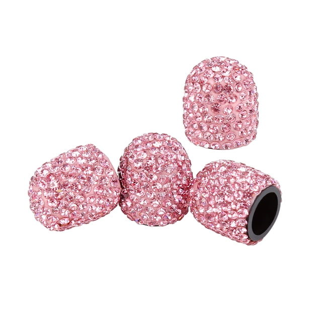 4uds Válvula Vástago Tapas Imitación Cristal Costosa Coche Accesorios Rosa
