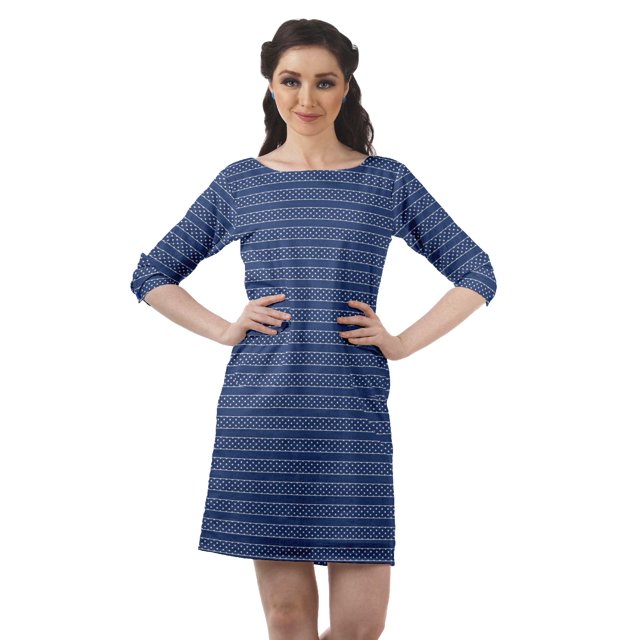 Moomaya Robes Courtes pour Femmes Imprimées Manches 3/4 Robe Tunique Mini Décontractée