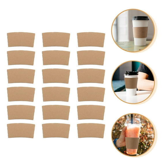 TEHAUX 50Pcs Insulated Paper Cup Sleeves for Hot Drinks Light Brown Conical Design