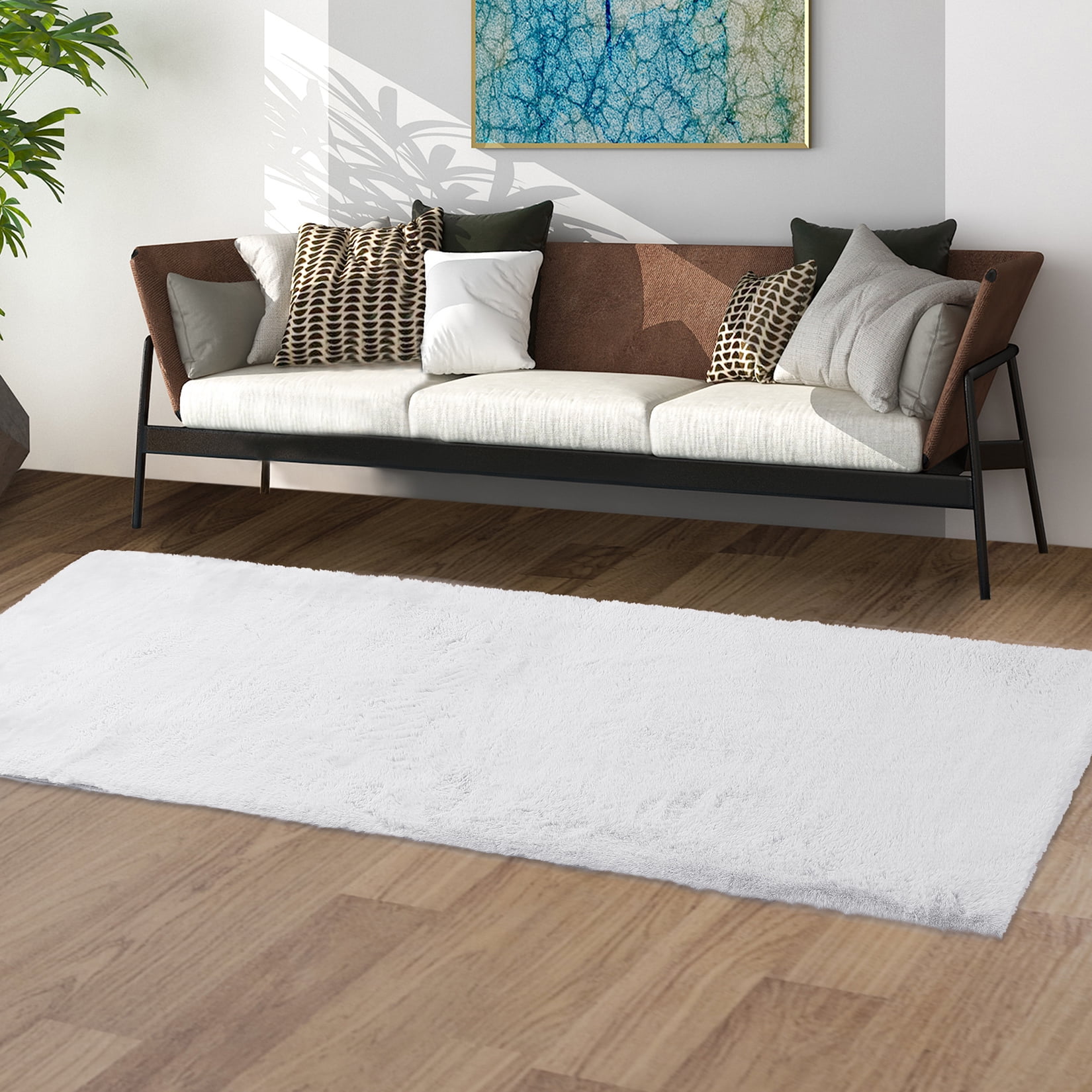 ZACOO 2' x 6' Furry Runner Rug Rectangle Fluffy Shaggy Couch Cover Seat