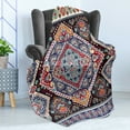 thumbnail image 4 of Ethnic Soft Flannel Fleece Blanket, Vibrant Vintage Framework Bohemian Curvy Ornate Borders Symmetric Cultural Colorful, Cozy Plush for Indoor and Outdoor Use, 70" x 90", Multicolor, by Ambesonne, 4 of 5