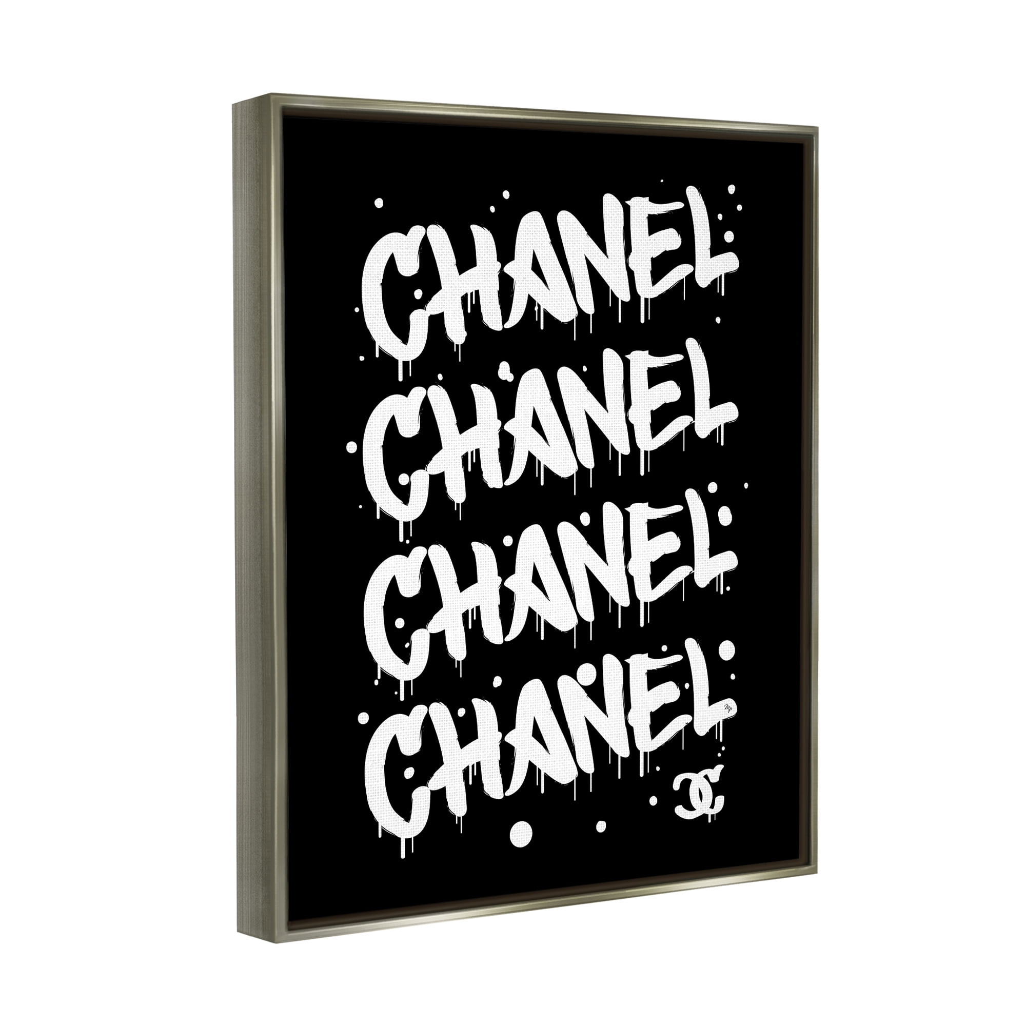 Stupell Industries Black & White Glam Graffiti Typography Painting Gray Floater Framed Art Print Wall Art, 17 x 21