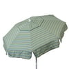 DestinationGear 6' Beach Umbrella Tri-Color Stripe Sea Blue, Taupe & Olive