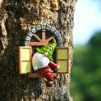 Garden Gnome Miniature Tree Statue - UV Resistant Resin - Gnome Treehouse Fantasy