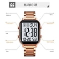 thumbnail image 3 of BIMZUC Digital Watch for Men Women, 30M Waterproof Wristwatches with Backlight Chronograph Alarm, 9.05 inches / 23 cm Stainless Steel Band, Silver and White, 3 of 9
