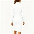 thumbnail image 5 of Women's Office Dress Work Dress Long Sleeve Stand Collar Slim Fit Pencil Bodycon Midi Dress for Commuting Spring Fall,White,2XL, 5 of 6