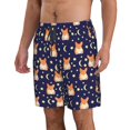 thumbnail image 2 of Balery Corgi Lying With Moons And Stars Traje de Baño Estilo Hawaiano para Hombre, Shorts de Secado Rápido con Bolsillos-3X-Large, 2 of 6