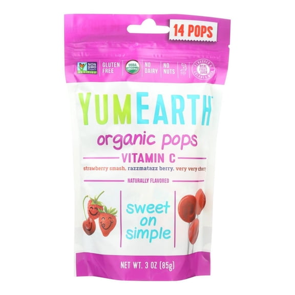 Yum Earth Yum Earth Non-GMO Organic Vitamin C Pops Assorted - 3 oz Pack of 4