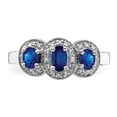 thumbnail image 5 of White Sterling Silver Ring Band Gemstone Sapphire Oval Blue Diamond, 5 of 5
