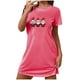 thumbnail image 1 of Camisón corto de talla grande para mujer, camisón de manga corta con estampado en el pecho, camisón corto, 1 of 3