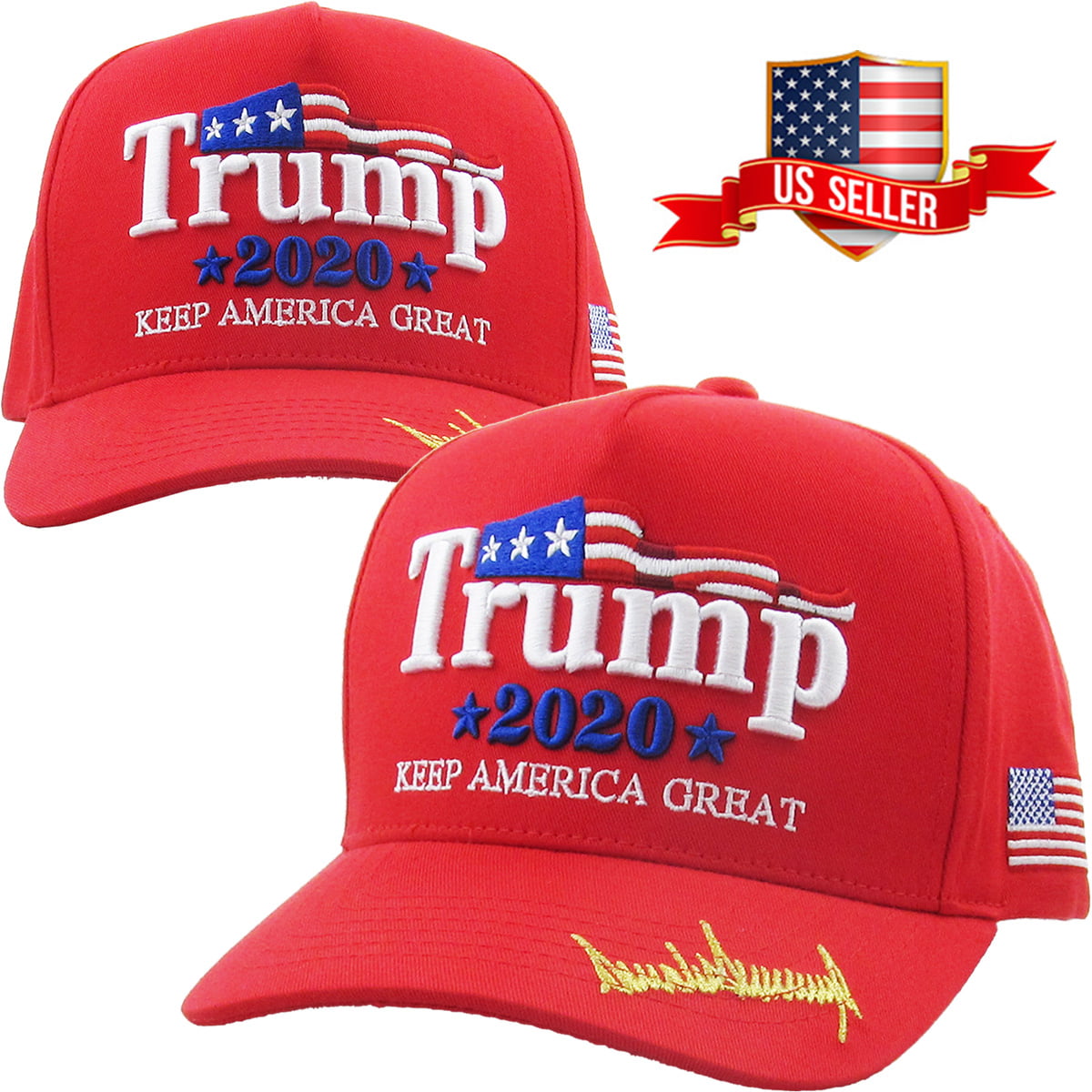 100 Pack Trump 2020 Keep America Great Cap USA President Election Unisex Red Hat 
