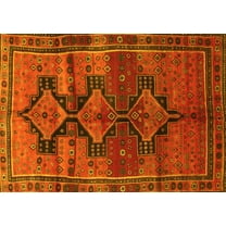 Ahgly Company Machine Washable Indoor Rectangle Persian Yellow Traditional Area Rugs, 5' x 7'