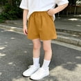 thumbnail image 4 of Babcutegg Girls’ Solid Color Elastic Waist Summer Shorts with Pockets, Casual & Comfortable Pants for Ages 2-15 Yellow Size 2T, 4 of 5
