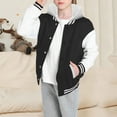 thumbnail image 2 of Wuxian Toddler Coat Hooded Varsity Jacket Color Block Baseball Jacket Bomber Coat School Uniform With Pocket Jacket,Black,2-3 Years, 2 of 6