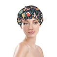 thumbnail image 3 of Kdxio Autumn Fox Owl Print Shower Cap for Women,Elastic and Reusable,Double Waterproof Layers Bathing Hat, 3 of 9