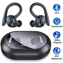 Wireless Earbuds,Earphones Bluetooth 5.3 Headphones for iPhone Android 50hrs Playtime Waterproof IPX7 Headset In-Ear Stereo True Wireless Earbuds with Charging Case Noise Cancelling with Ear Hooks