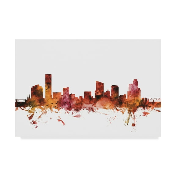 Trademark Fine Art 'Grand Rapids Michigan Skyline Red' Canvas Art by Michael Tompsett