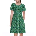 thumbnail image 1 of Balery Monstera Leaves Vestidos sueltos de manga corta para mujer, vestidos de verano 2025, vestidos casuales de corte A con vuelo., 1 of 6