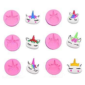 sliconmoldfun unicorn head fondant chocolate silicone mold set by 6