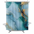 thumbnail image 2 of Modern Water Ripple Shower Curtain for Bathroom Decor, Green Gold Marble Theme Waterproof Fabric Shower Curtain, 60"x72" Set with 12 Hooks, 2 of 9