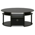 Furinno JAYA Simple Design Oval Coffee Table with Bin, Walnut