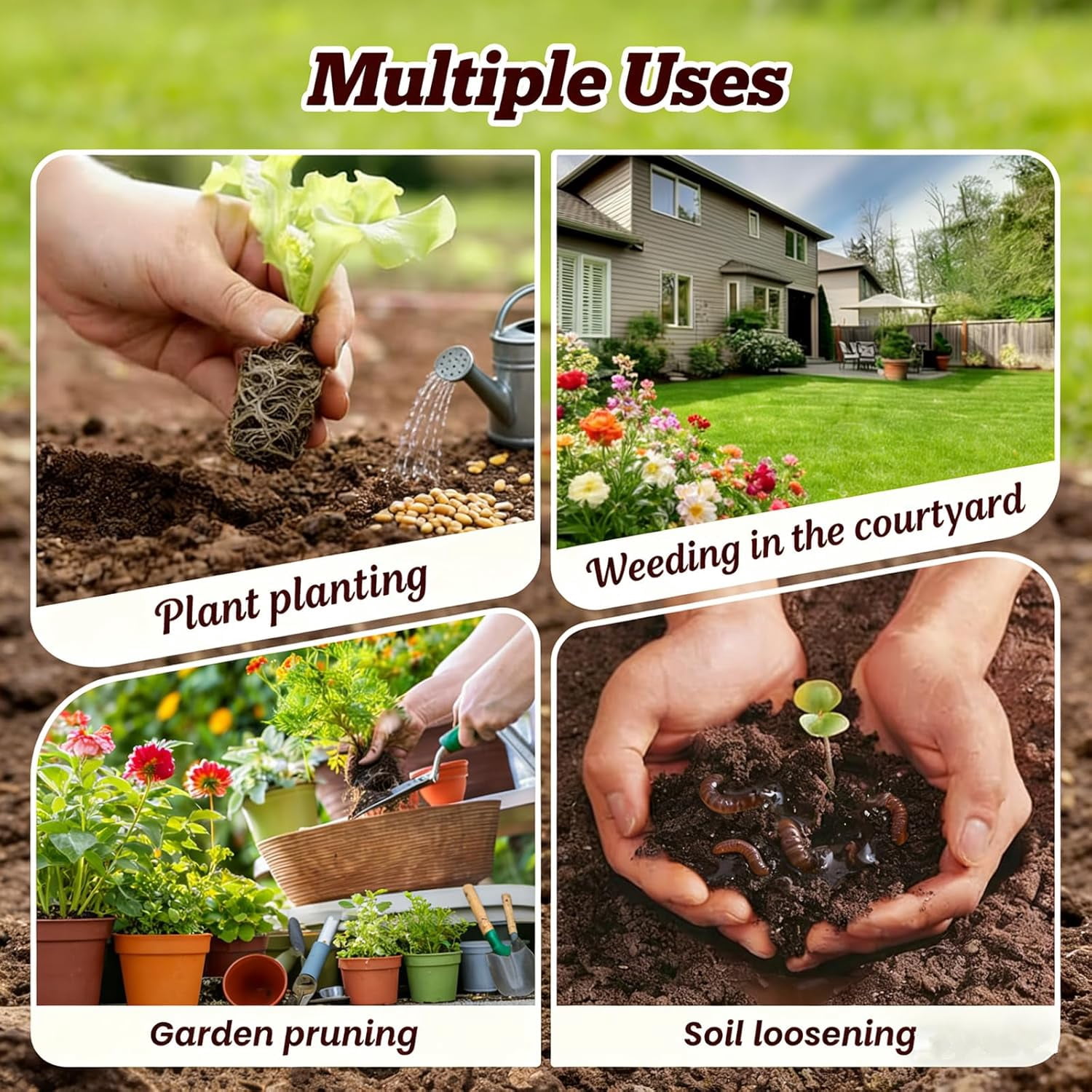 21V Cordless Mini Tiller Cultivator, Handheld Tilling Machine, Electric Garden Tiller, for Gardening, with 2 * 1.5Ah Batteries & Charger, 5In Tilling Width and 5In Depth Garden Rototiller (with Pole)
