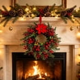thumbnail image 6 of BUTASY Christmas Wreath Christmas Rattan Wreath Decoration Artificial Poinsettia Pines Branches And Berries Door Hanging Wall Decoration Holiday Decorative Wreath, 6 of 6