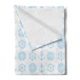 thumbnail image 2 of Nautical Soft Flannel Fleece Throw Blanket, Compass Anchor Pattern Vertical Line Navigation Captain Vacation Traveling, Cozy Plush for Indoor and Outdoor Use, 50" x 60", Baby Blue White, by Ambesonne, 2 of 5