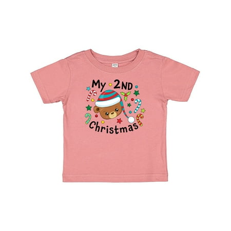 

Inktastic My 2nd Christmas Cute Bear with Candy Canes Gift Baby Boy or Baby Girl T-Shirt