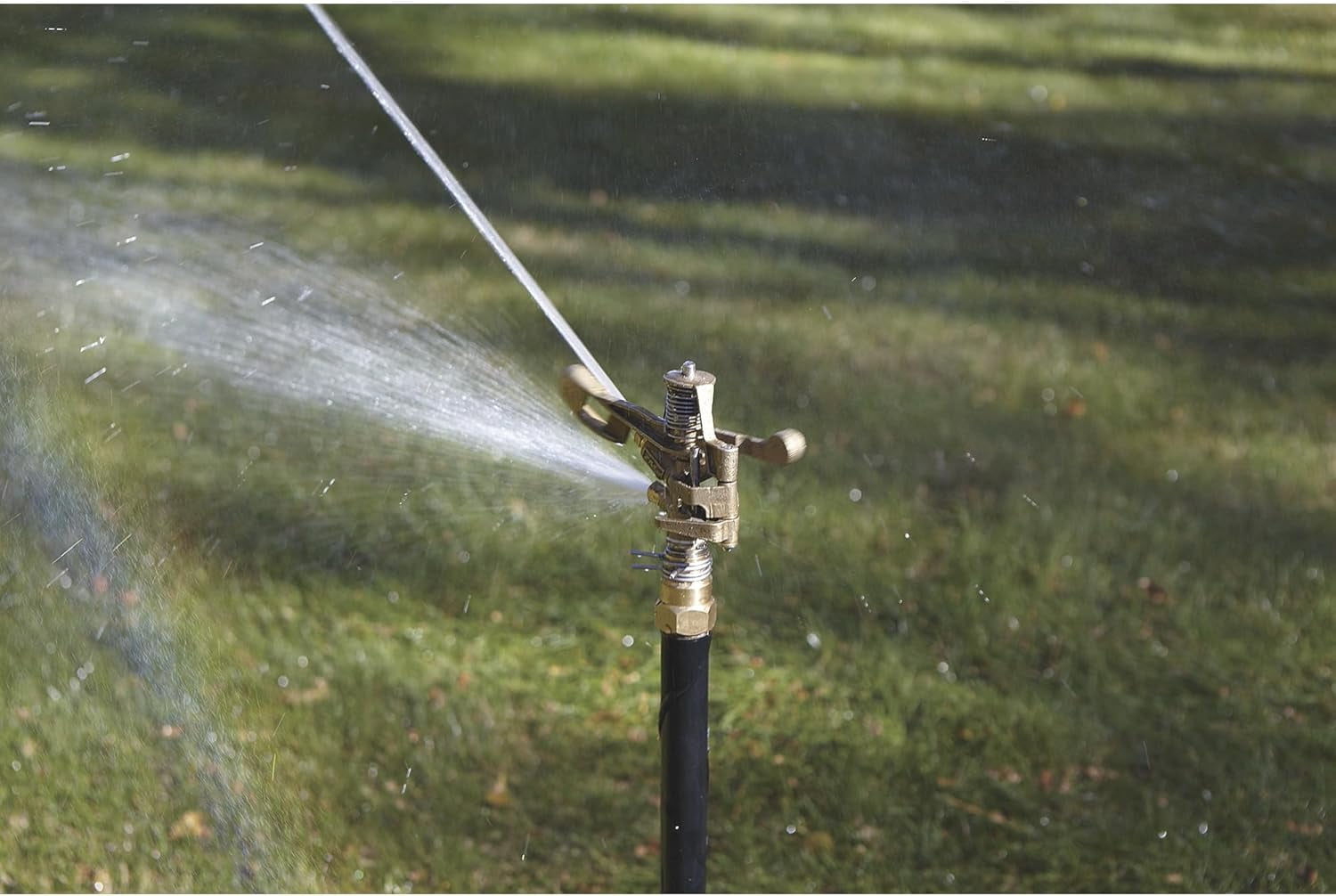 Strongway Wheeled Sprinkler - 3/4in. Brass Sprinkler Head with 2 Nozzles, 8in. Poly Wheels