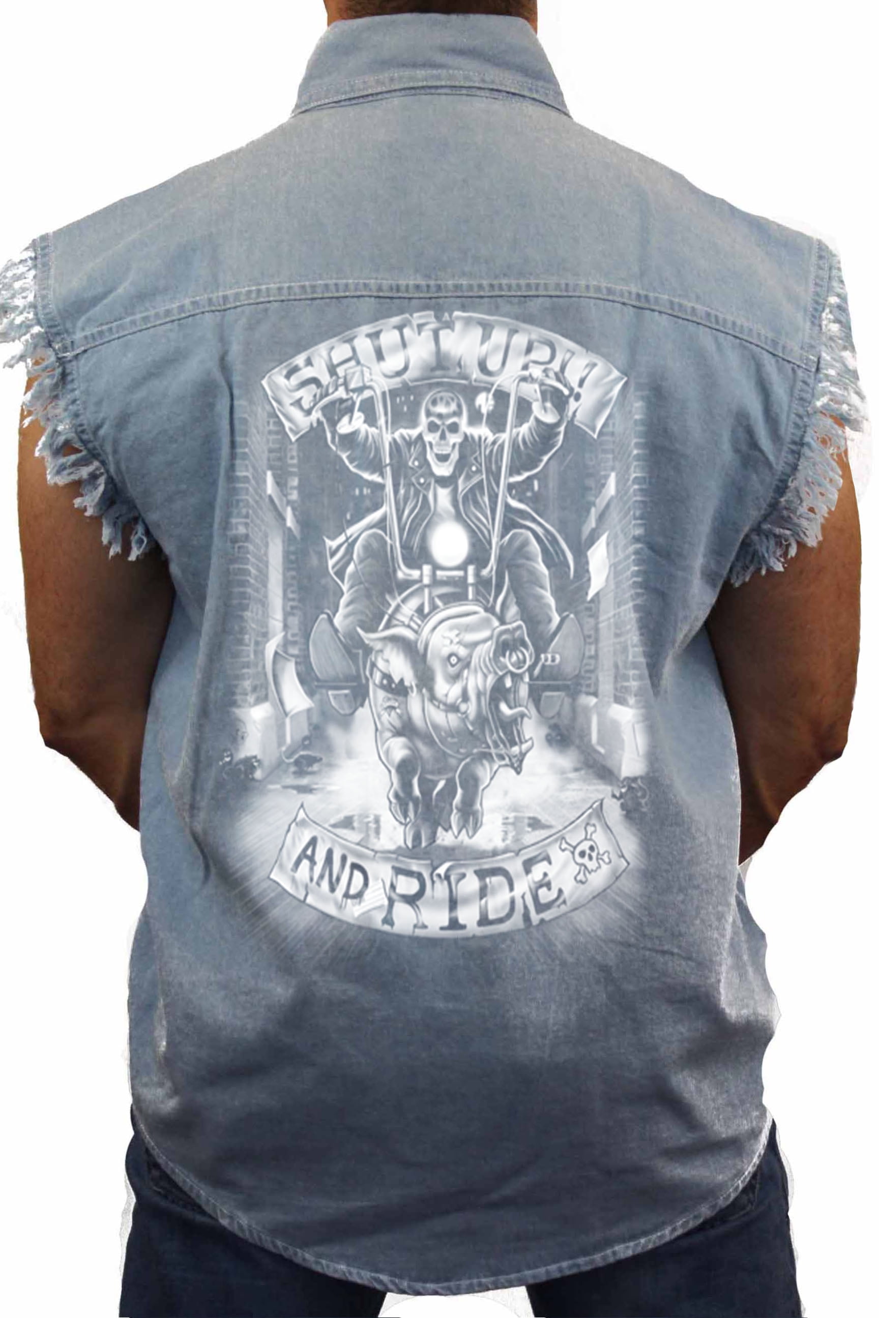 Men's Sleeveless Denim Shirt White Shut 
