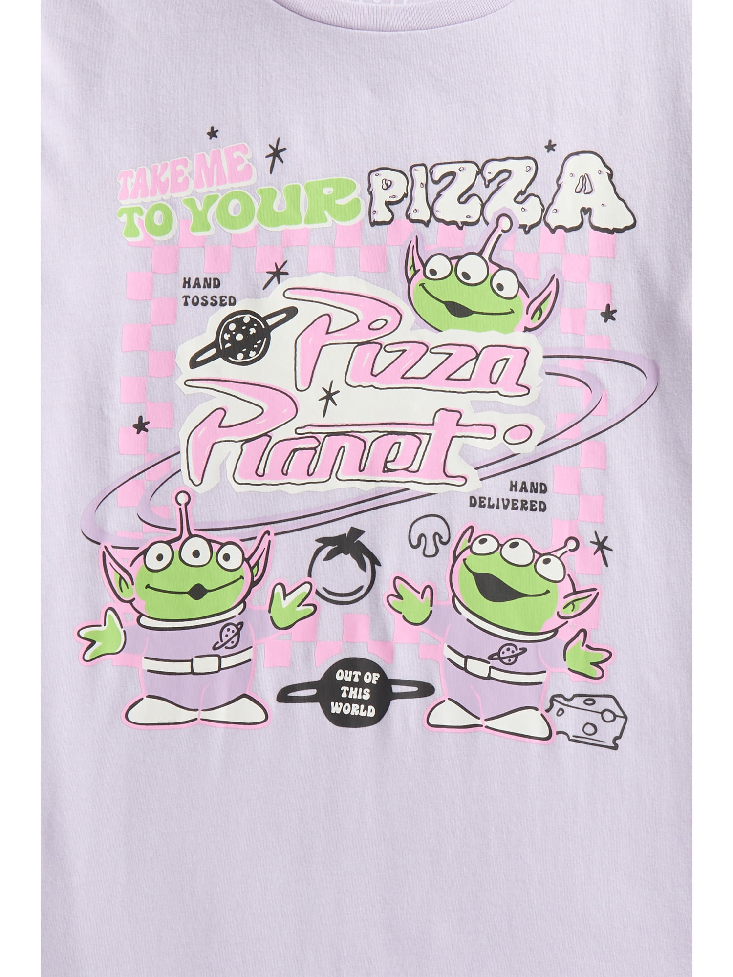 Toy Story Girls Take Me To Your Pizza Graphic T-Shirt with Short Sleeves, Sizes 4-16