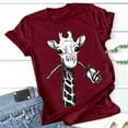 thumbnail image 2 of Puntoco Womens Clearance Plus Size Tops Short Sleeve 3D Animal Printed Tops Tee T-Shirt Blouse Wine, 2 of 5