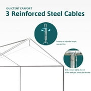 Quictent 10X20ft Upgraded Heavy Duty Car Canopy Galvanized Frame Carport Outdoor Boat Shelter with 3 Reinforced Steel Cables-Green