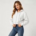 thumbnail image 5 of Zip Up Hoodie for Women Long Sleeve Plain Drawstring Hooded Sweatshirt Solid Color Fall Clothes Y2k Fashion Jackets, 5 of 6
