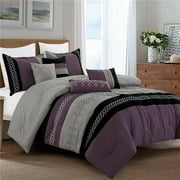 ESCA J 22151V Q Myrtle Comforter Set, Purple & Black - Queen Size - 7 Piece