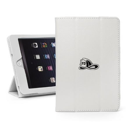 For Apple iPad Mini 4 White Leather Magnetic Smart Case Cover Stand Firefighter